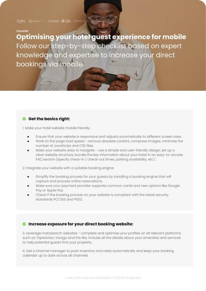 Checklist Optimising your hotel guest experience for mobile preview