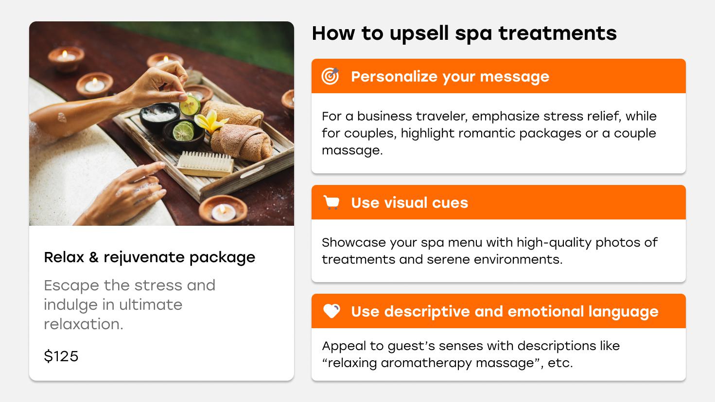 Hotel front desk offers spa