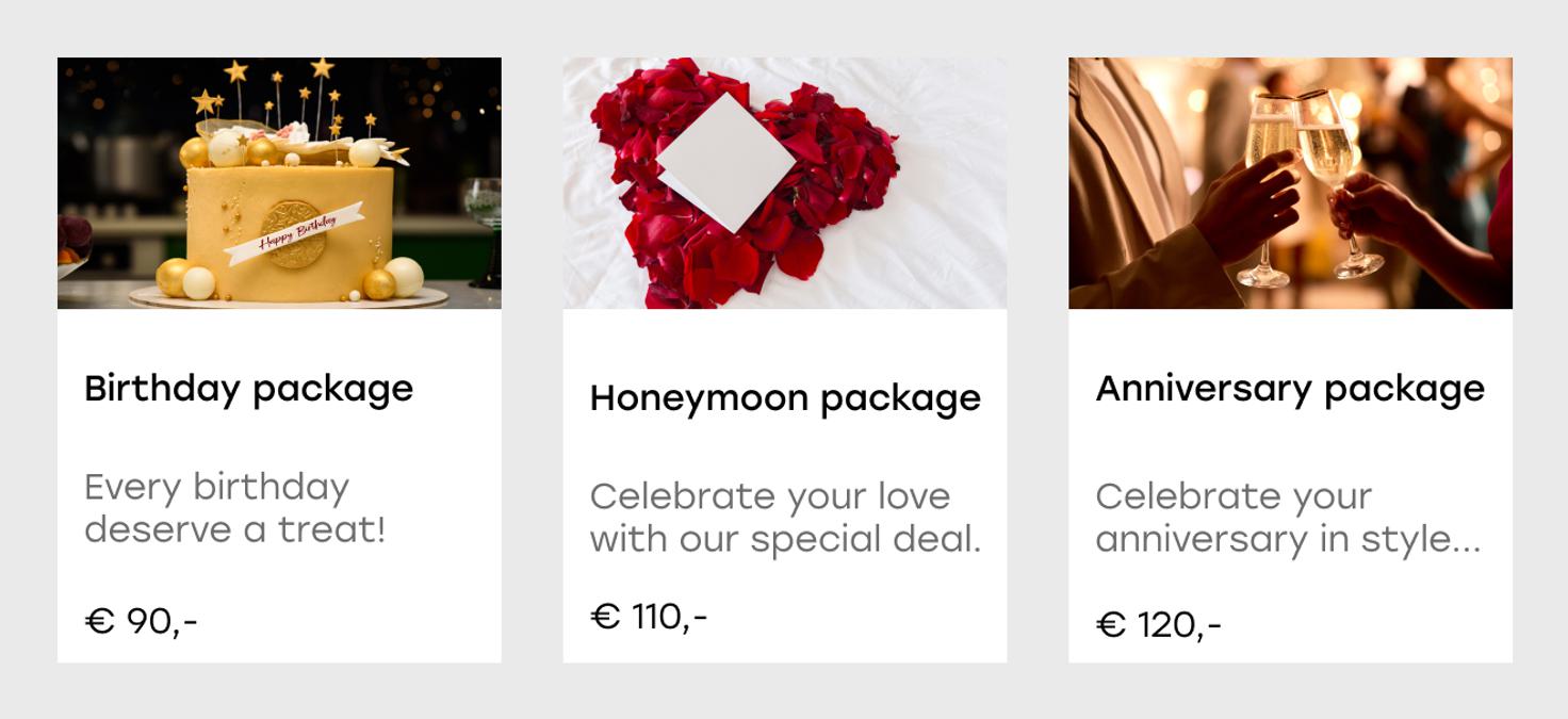 Hotel upselling special occasion packages