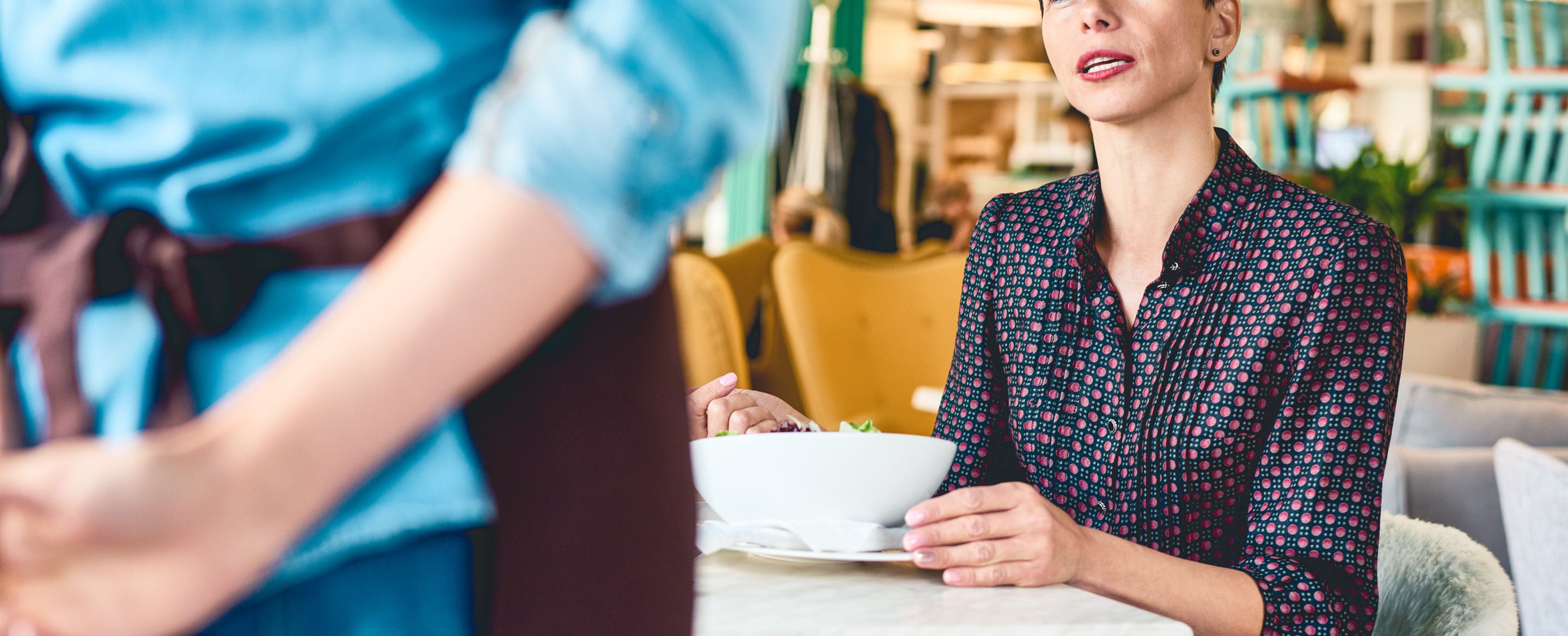 Woman complaining in cafe Q6 S298 F