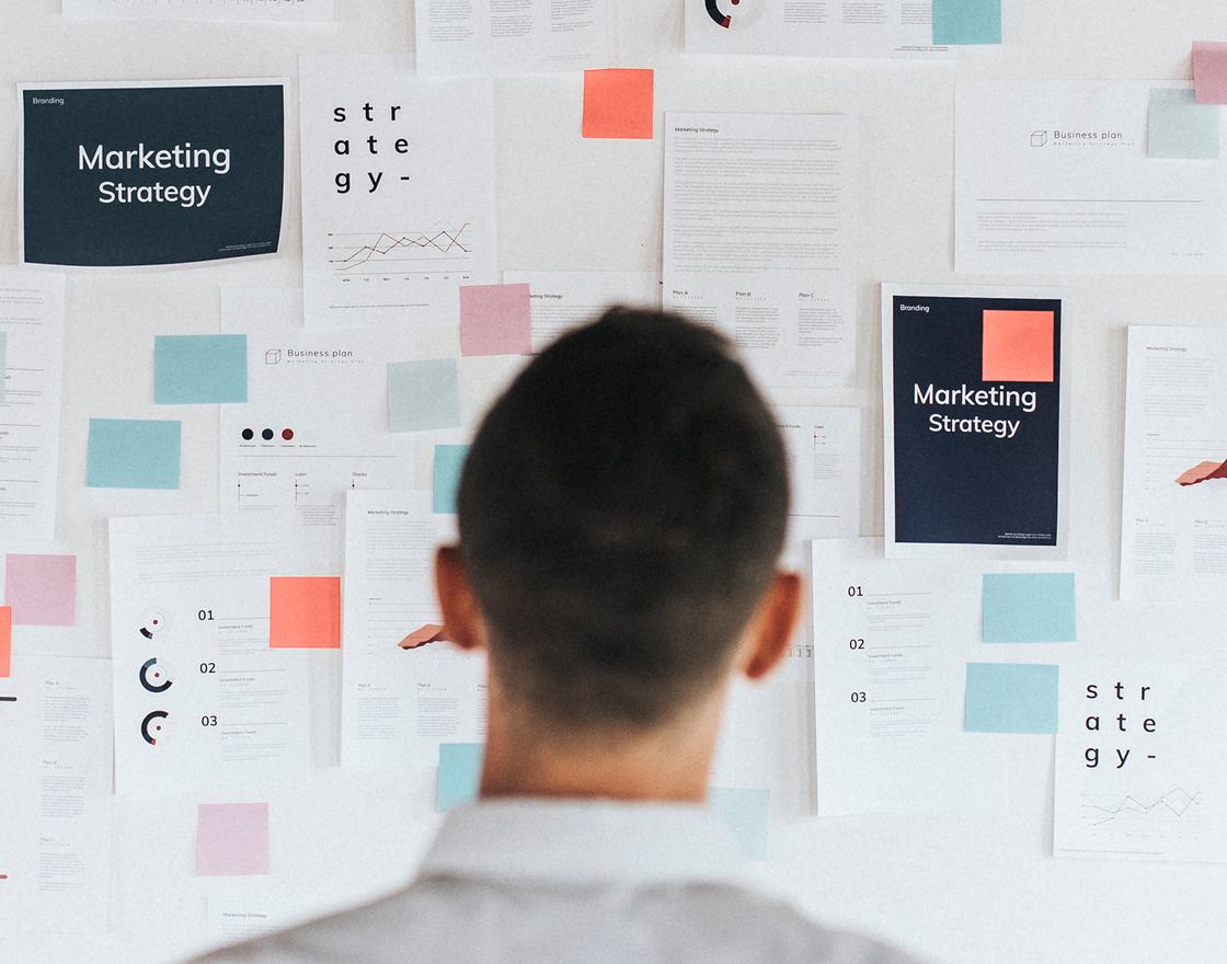 A casual business man looking at a marketing plan QJN76 LR