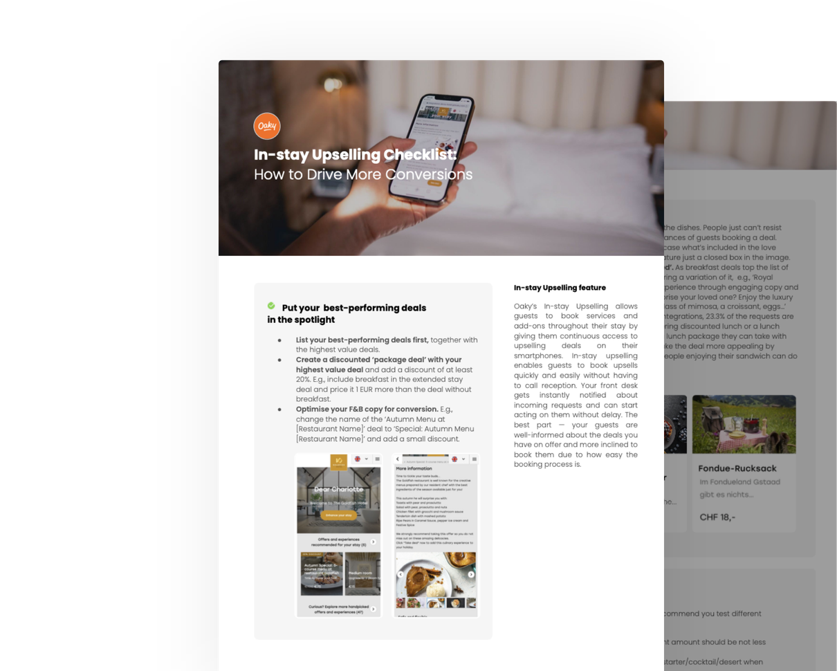 In stay Upselling Checklist Downloadable