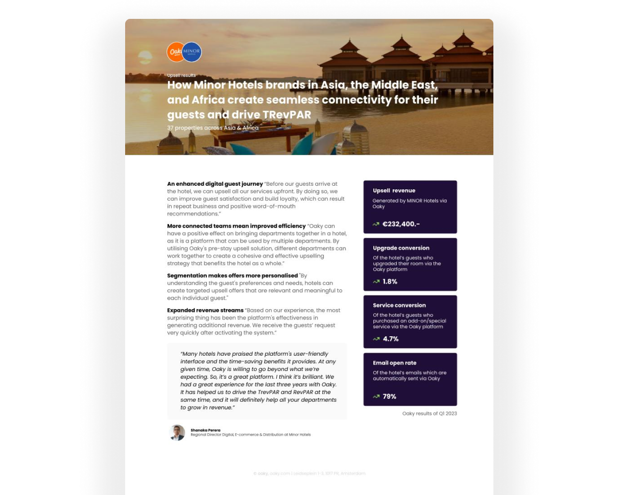Minor Hotels Upselling