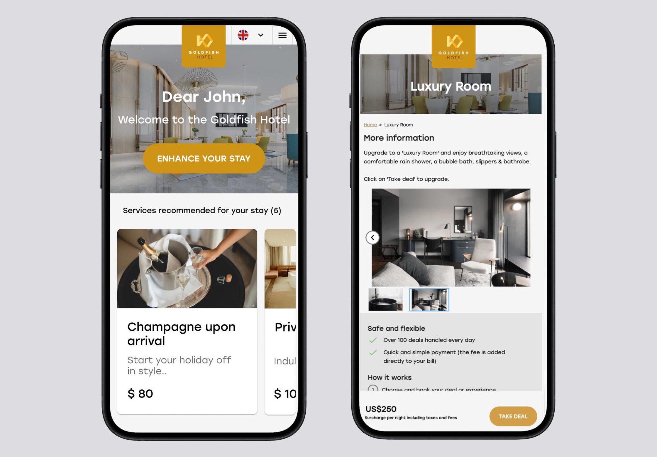 Guest facing interface home page